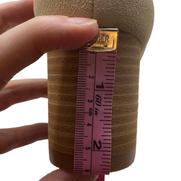 Beige Leather Boots Violet Red Loaded Suede Zip Stacked Heel Neutral Cottagecore - Picture 12 of 13